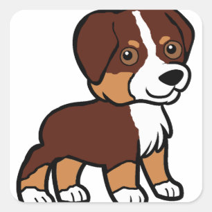 Sticker Carré caricature de aussie red tri