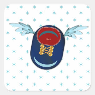 Sticker Carré Caricature de chaussures à ailes mignonnes & étoil