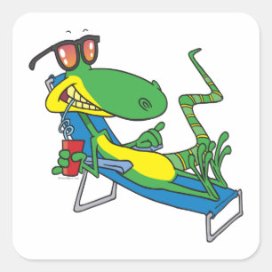 Sticker Carré caricature de lézard de soleil
