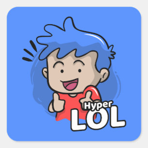 Sticker Carré Caricature de mème Hyper Lol