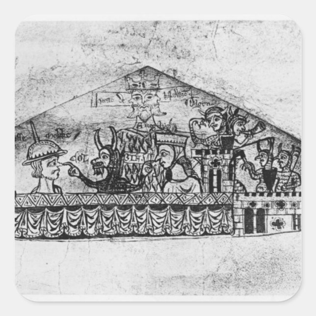 Sticker Carré Caricature des Juifs anglais, d'un Haggadah (Devant)