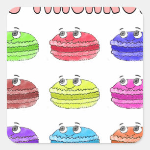 Sticker Carré Caricature des Macarons