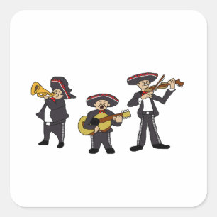 Sticker Carré Caricature mexicaine de mariachi Band Fiesta
