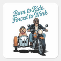 Caricature motocyclette "Né à bord, forcé au trava