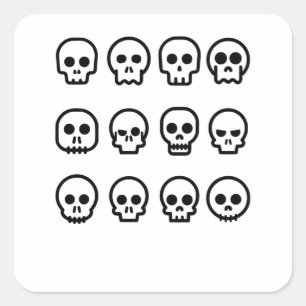 Sticker Carré Caricature simple Halloween Crâne de mort