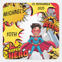 Caricature vibrante du super-héros rouge et jaune