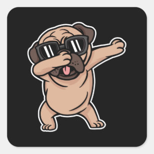Sticker Carré Carlin Dabbing Chien