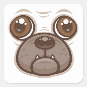 Sticker Carré Carlin de caricature Mug Chien Chien Chien Chien F