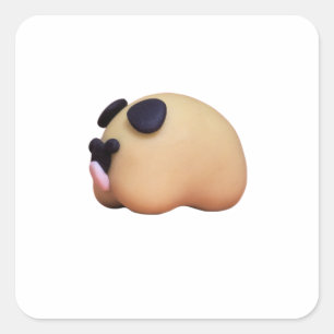 Sticker Carré Carlin en argile polymère pour Amoureux de les chi