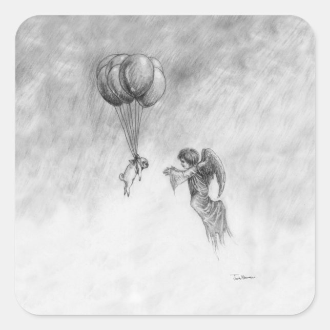 Sticker Carré Carlin et ange (Devant)