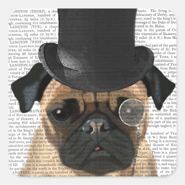 Sticker Carré Carlin, Hound officiel et Casquette (Devant)