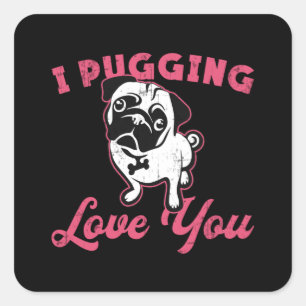 Sticker Carré Carlin Je Passe L'Amour Vous Chiens Chiens Chiens