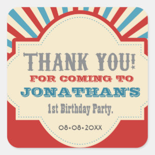 Sticker Carré Carnaval de cirque personnalisé 1er anniversaire