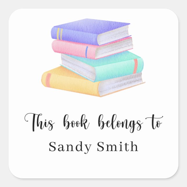 Sticker Carré Carnets d'aquarelle - Ce livre appartient à (Devant)