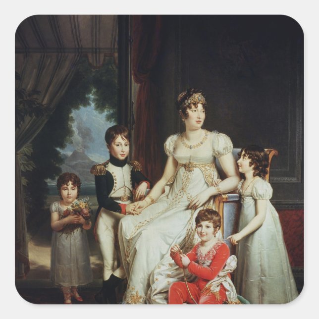 Sticker Carré Caroline Bonaparte et ses enfants (Devant)