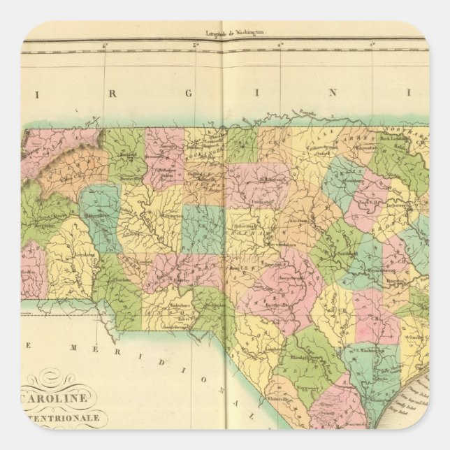 Sticker Carré Caroline du Nord États-Unis (Devant)