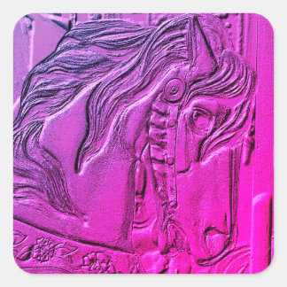 Sticker Carré Carousel Horse Art