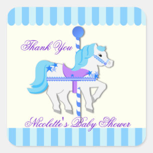 Sticker Carré Carousel Horse Baby Blue StarsMerci