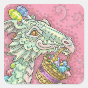 Sticker Carré Carré de feuille IMAGINAIRE EASTER EGG DRAGON STIC