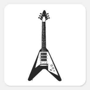 Sticker Carré Carré de guitare électrique et acoustique Rock and