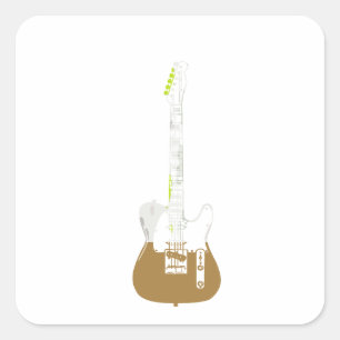 Sticker Carré Carré de guitare électrique et acoustique Rock and