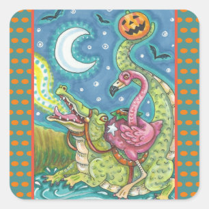 Sticker Carré Carré DE LA FEUILLE DE FLAMANT ROSE ROSE COUVERTE