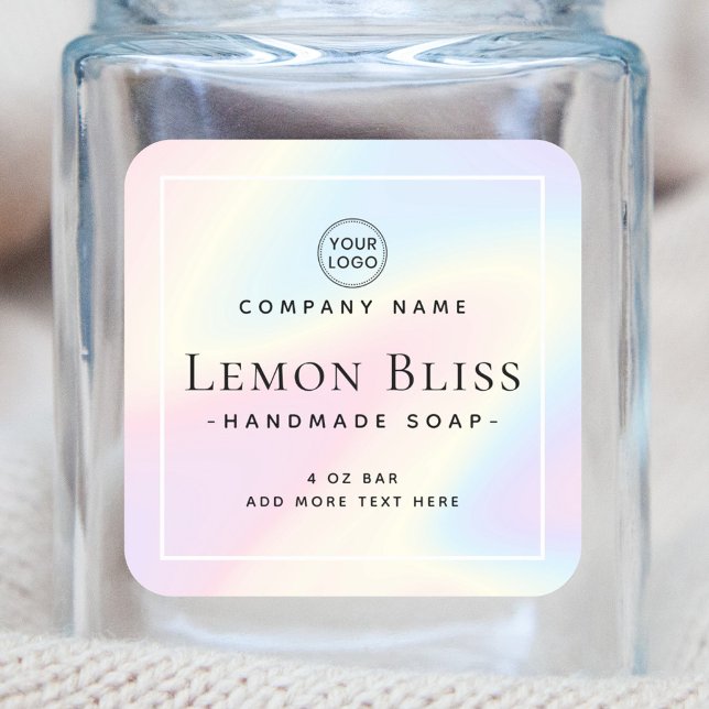 Sticker Carré Carré holographique look blanc frontière produit é (Créateur téléchargé)