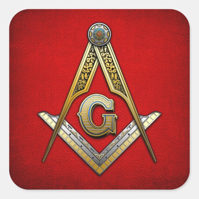 Sticker Carré Carré maçonnique et compas (Devant)