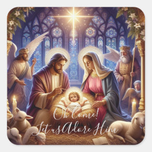 Sticker Carré Carré - Oh Viens ! Adorons-Le !