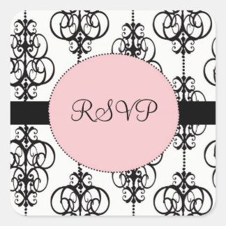 Sticker Carré Carré rose chandelier RSVP Mariage Enveloppe sceau