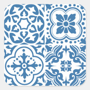 Sticker Carré Carreaux bleu portugais 2