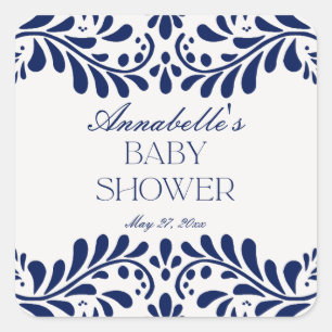 Sticker Carré Carreaux bleu Talavera Espagne Baby shower Fiesta
