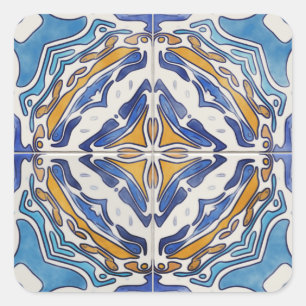 Sticker Carré Carreaux bleus