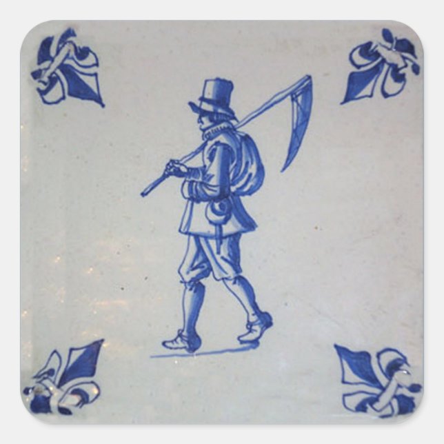 Sticker Carré Carreaux bleus Delft - Modèle (Devant)