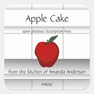 Sticker Carré Carreaux de cuisine pour gâteau aux pommes Étiquet