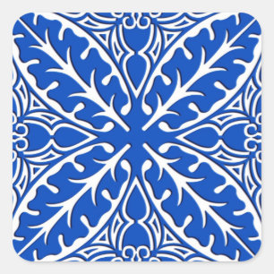 Sticker Carré Carreaux marocains - bleu cobalt et blanc
