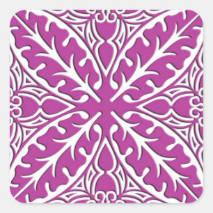 Sticker Carré Carreaux marocains - orchidée et blanc