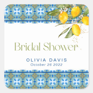 Sticker Carré Carreaux méditerranéens Fête des mariées citrons