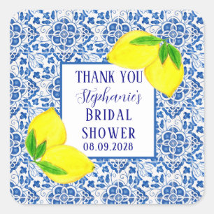 Sticker Carré Carreaux Portugais Citron Mariage Méditerranéen