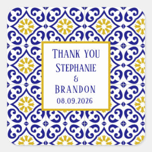 Sticker Carré Carreaux portugais Mariage méditerranéen bleu