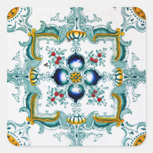 Sticker Carré Carrelage Art Nouveau Victorien Décoré vintage