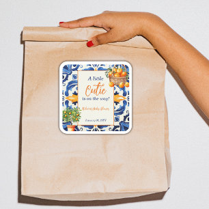 Sticker Carré Carrelage bleu italien Cutie Orange Citrus Baby sh