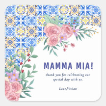 Carrelage bleu italien Mamma Mia Baby shower