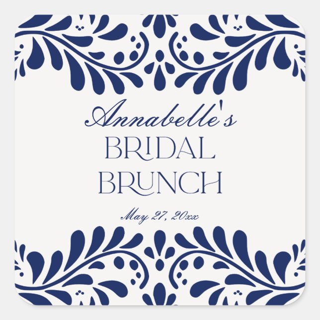 Sticker Carré Carrelage de Talavera bleu Fête espagnole Brunch d (Devant)