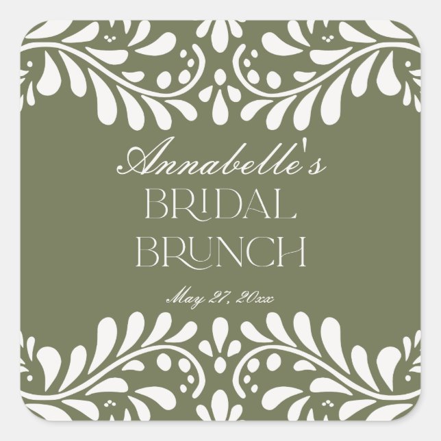 Sticker Carré Carrelage de Talavera vert Fiesta espagnole Brunch (Devant)