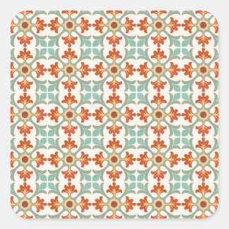 Sticker Carré Carrelage marocain à motifs rouille et or
