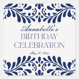 Sticker Carré Carrelage Talavera bleu Espagne Fiesta Anniversair