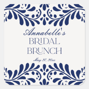 Sticker Carré Carrelage Talavera bleu Espagne Fiesta Bridal Brun