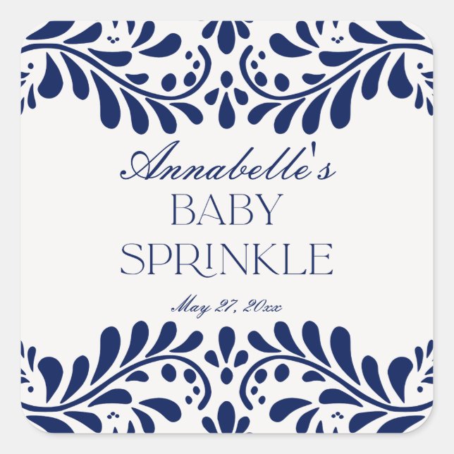 Sticker Carré Carrelage Talavera bleu espagnol Fiesta Baby Sprin (Devant)