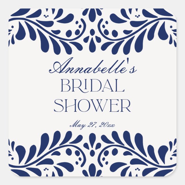 Sticker Carré Carrelage Talavera Bleu Fête de Mariage Espagnole  (Devant)